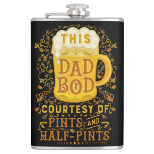 Funny Beer Dad Bod Humor Fathers Day Vintage Flask