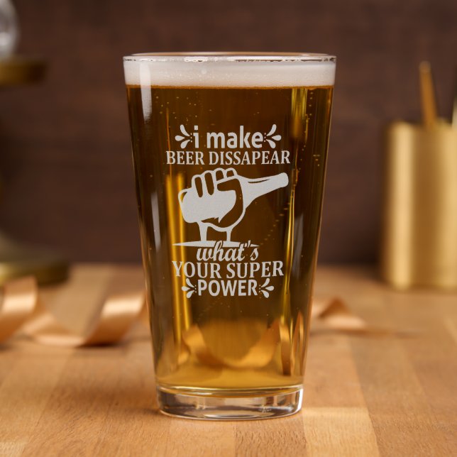 Funny beer disappear word art pint glass (Party)