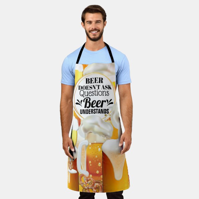 Funny beer doesn't ask questions understands mens apron (Worn)