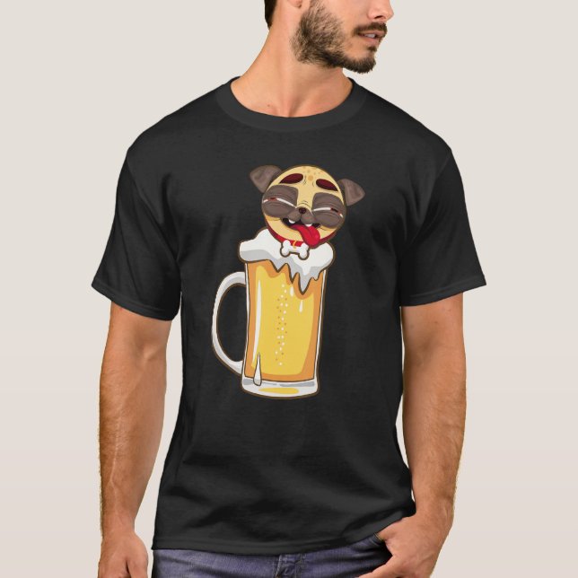 Funny Beer  Dog Owner Pug Beer Pitcher Drinking Ga T-Shirt (Front)