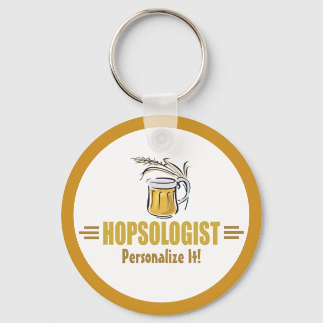 Funny Beer Drinker Brewing Bar Hopsologist Keychain (Front)