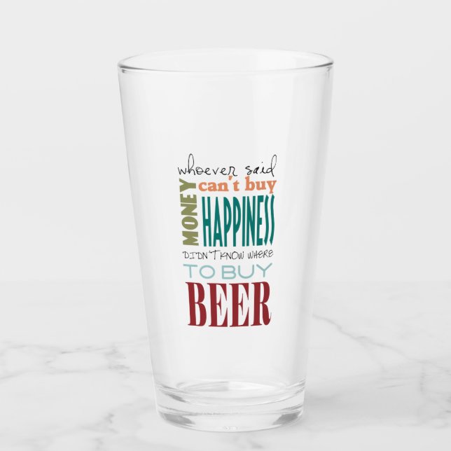 Funny Beer Drinker Humorous Party Time Glass (Front)