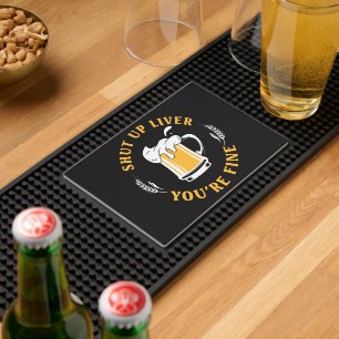 Funny beer drinkers liver word art bar mat