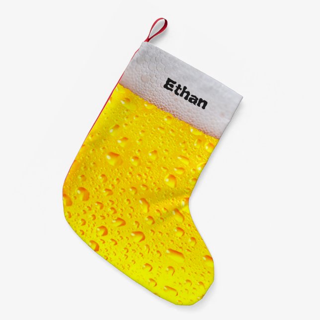 Funny Beer Drinker's Personalised Small Christmas Stocking (Front (Hanging))