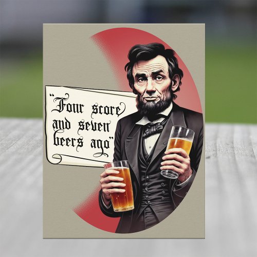 Funny Beer Drinking Abraham Lincoln Cookout Party Invitation Postcard