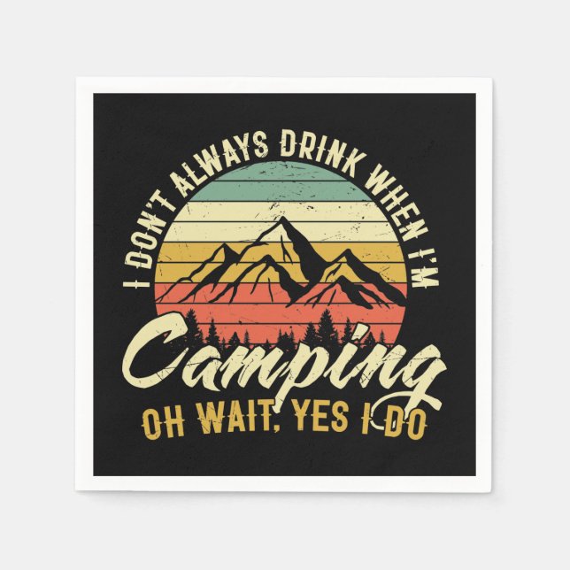 Funny beer drinking camping lovers word art napkins (Front)