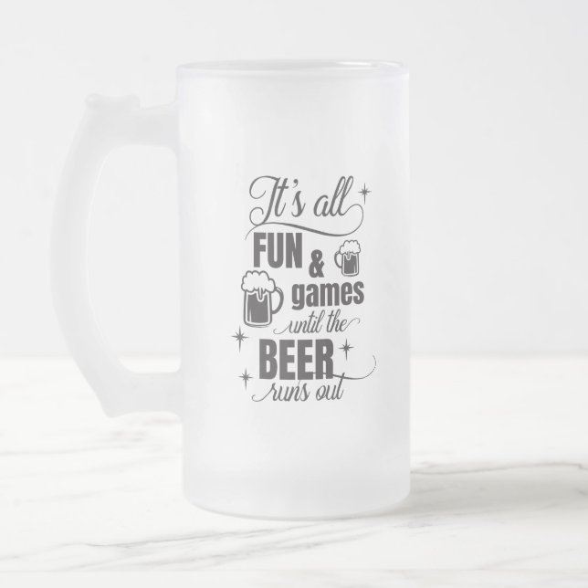 funny beer drinking word art frosted glass beer mug (Left)