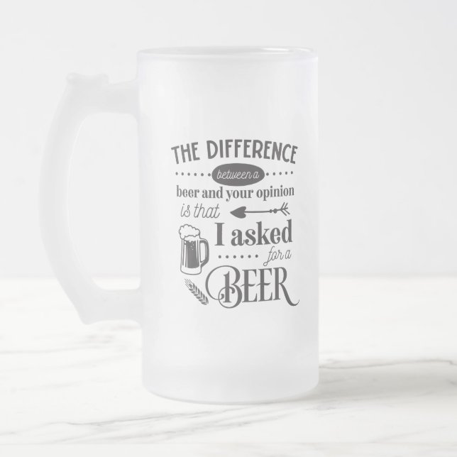 funny beer drinking word art frosted glass beer mug (Left)