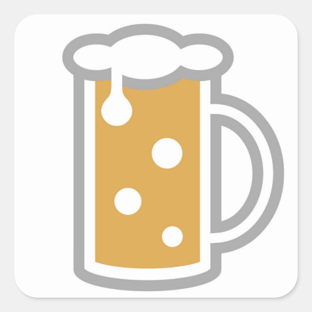 Funny Beer Emoji Square Sticker (Front)