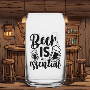 Funny beer essential word art can glass