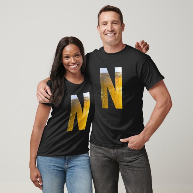 Funny Beer Foam Head Monogram Initial Letter N T-Shirt (Unisex)