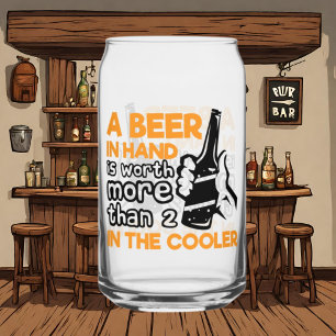 Funny beer hand cooler word art can glass