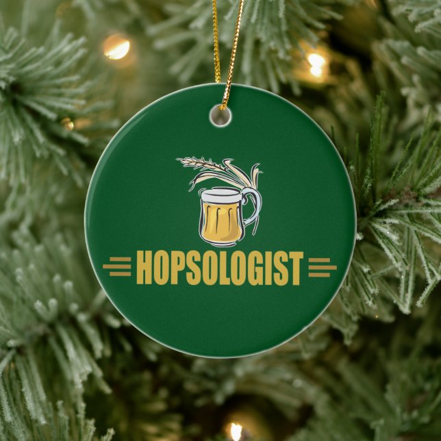 Funny Beer Home Brewer Craft Humorous Hopsologis Ceramic Ornament (Tree)