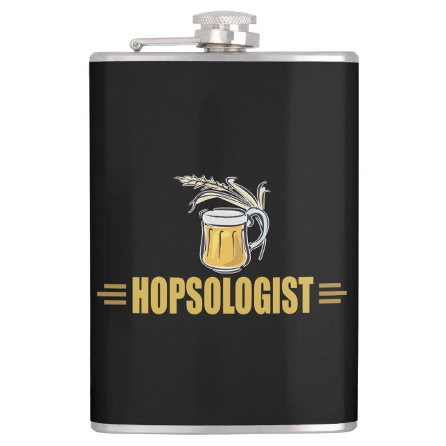 Funny Beer Hopsologist Flask (Front)