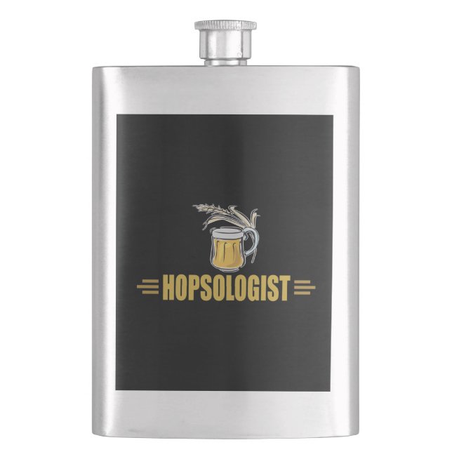 Funny Beer Hopsologist Hip Flask (Front)