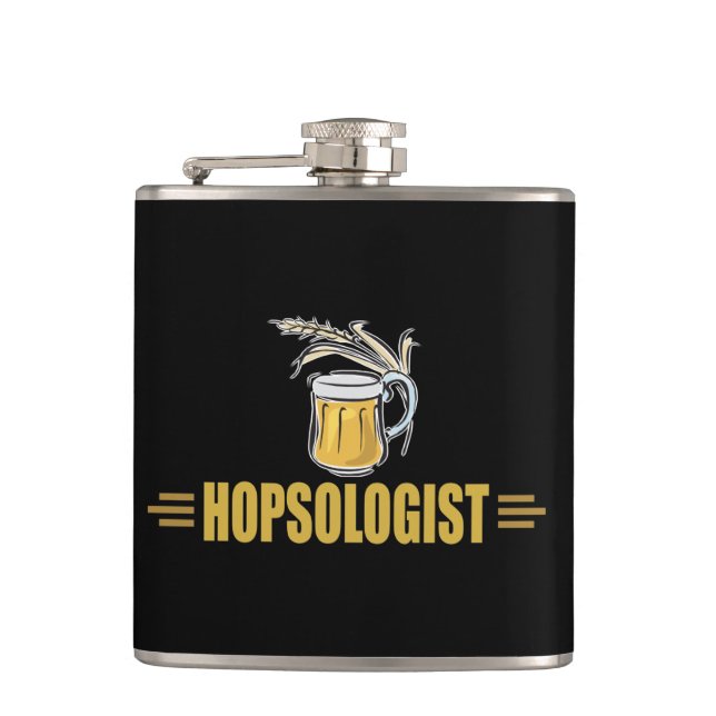 Funny Beer Hopsologist Hip Flask (Front)