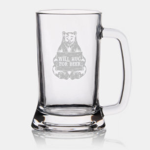 Funny beer hug word art bear stein