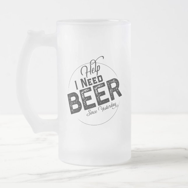 Funny Beer Joke Travel or Party Frosted Mug (Left)
