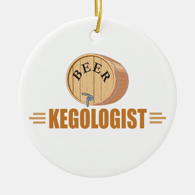 Funny Beer Keg Ceramic Ornament (Front)