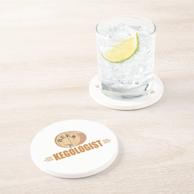 Funny Beer Keg Sandstone Coaster (Side)