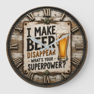 Funny Beer Large Clock