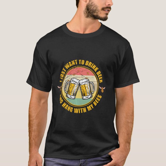Funny Beer Lover Farmer Bee Whisperer  Beekeeper T-Shirt (Front)