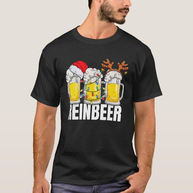 Funny Beer Lover Xmas Christmas Brewdolph The Rein T-Shirt (Front)
