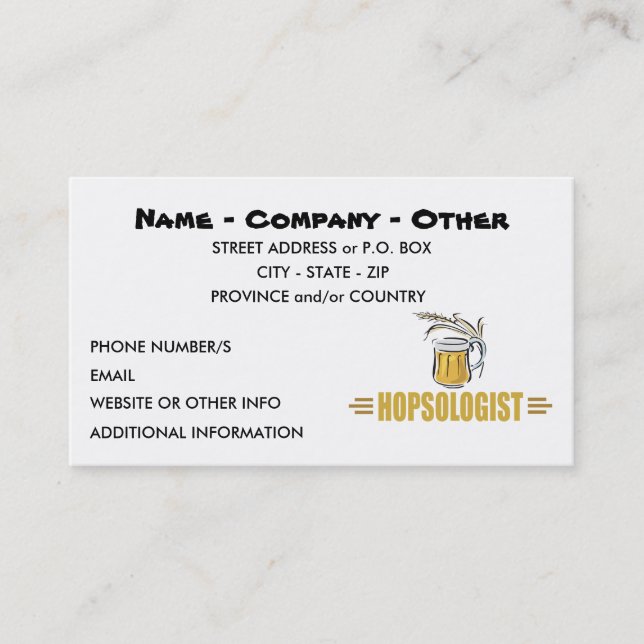 Funny Beer Lovers Humorous HOPSOLOGIST Business Card (Front)