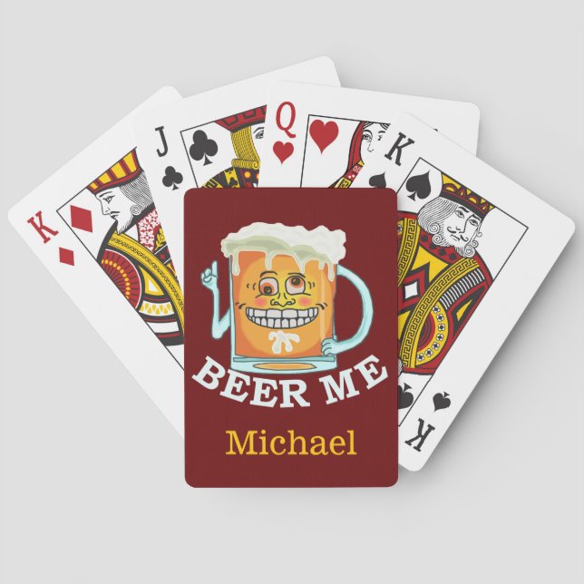 Funny Beer Me Custom Name Poker Cards (Back)
