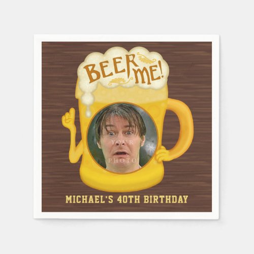 Funny Beer Me Drinking Humor Birthday Party Photo Napkins