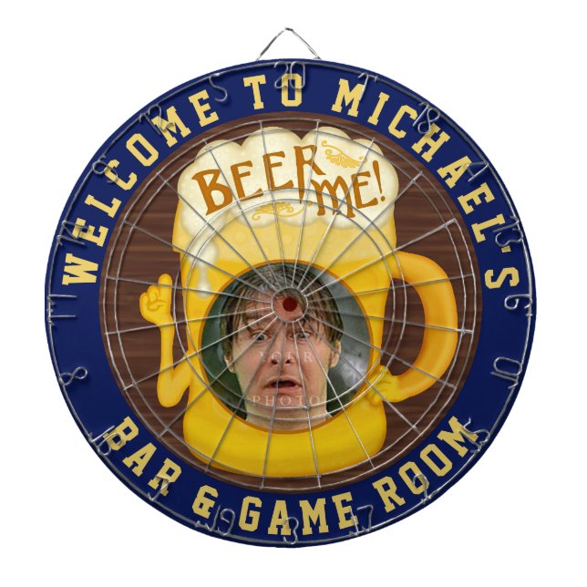 Funny Beer Me Drinking Humor | Custom Photo Bar Dartboard (Front)