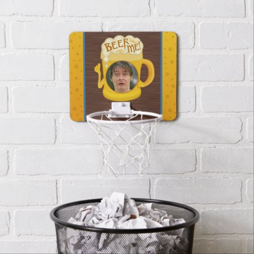 Funny Beer Me Drinking Humor  Personalized Photo Mini Basketball Hoop
