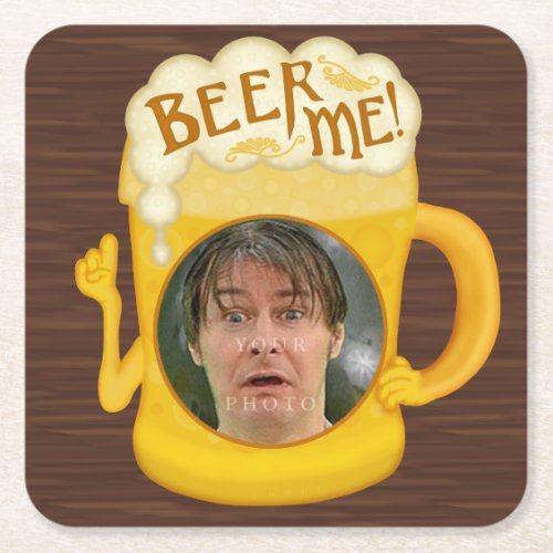 Funny Beer Me Drinking Humor  Personalized Photo Square Paper Coaster