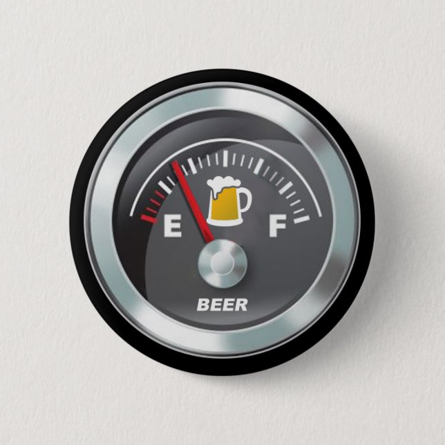 Funny - Beer Meter Fill'er Up Gauge Pinback Button (Front)