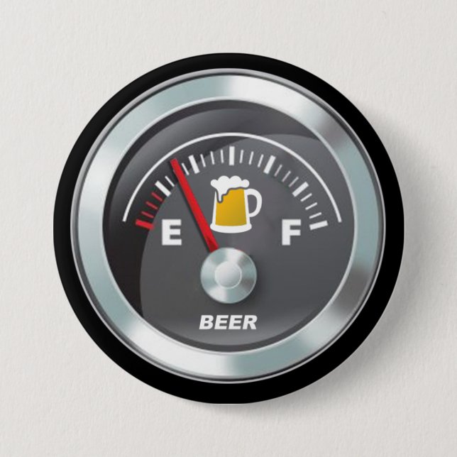 Funny - Beer Meter Fill'er Up Gauge Pinback Button (Front)