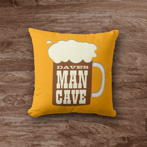 Funny Beer Mug Custom Man Cave Throw Pillow
