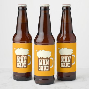 Funny Beer Mug Man Cave Beer Bottle Label by machomedesigns at Zazzle