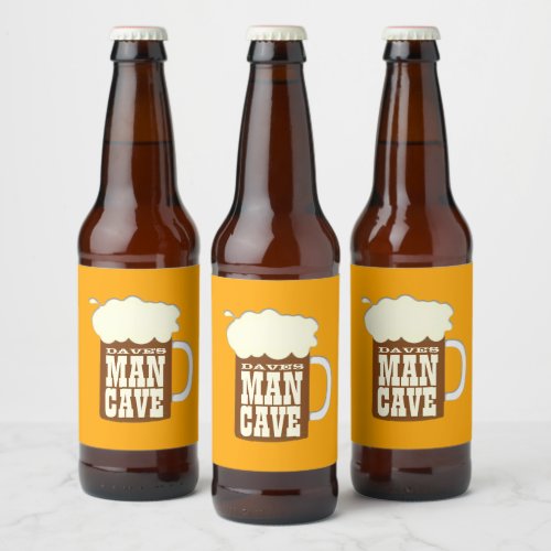 Funny Beer Mug Man Cave Beer Bottle Label