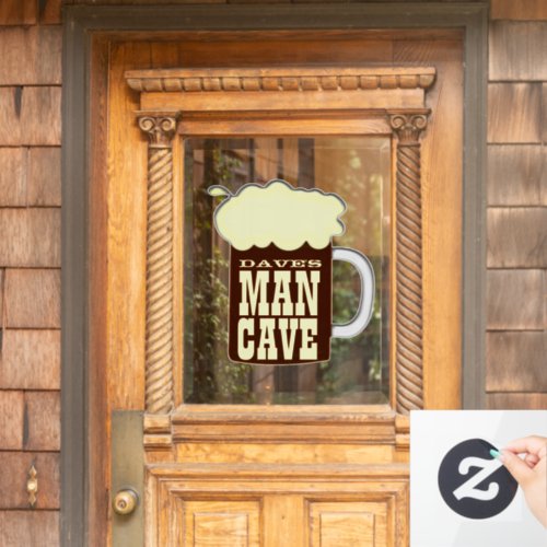 Funny Beer Mug Man Cave Window Cling