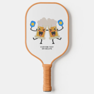 Funny Beer Mugs Playing Pickleball Custom Text Paddle