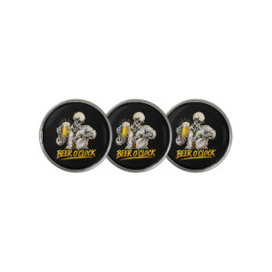 Funny Beer O Clock Skeleton Drinking Beer Lover Golf Ball Marker