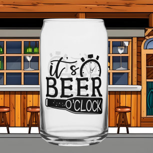 Funny beer o'clock word art can glass