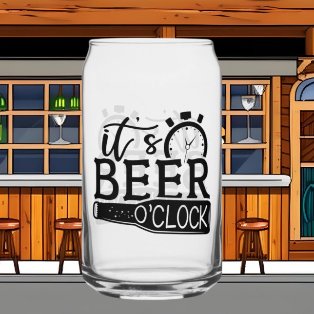 Funny beer o'clock word art  can glass (Creator Uploaded)
