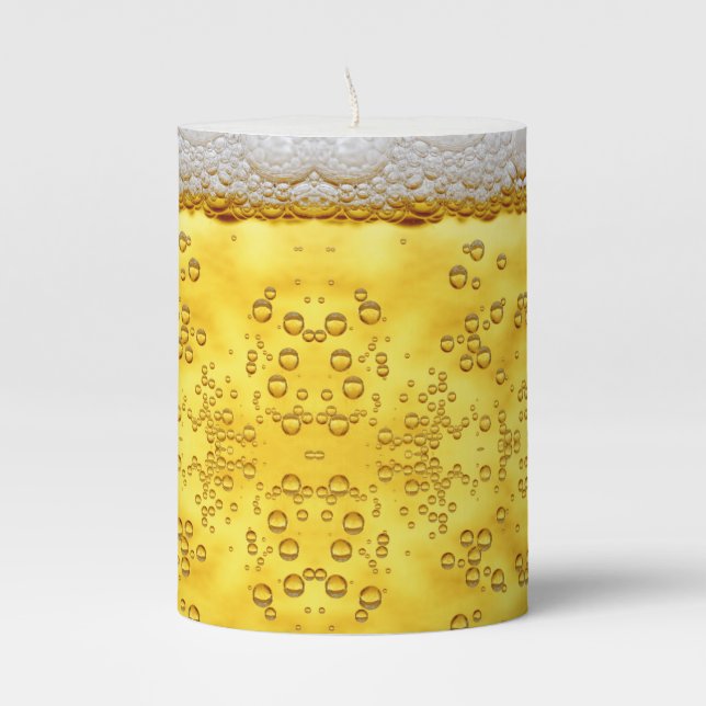 Funny Beer Photo Image Pillar Candle (Front)