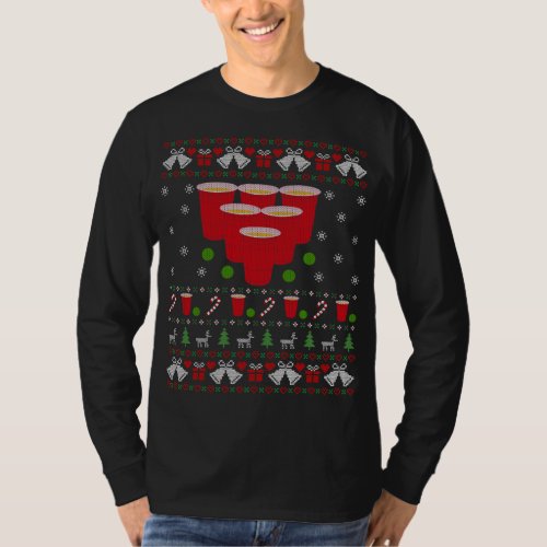 Funny Beer Pong Game Ugly Christmas Sweater Gift f