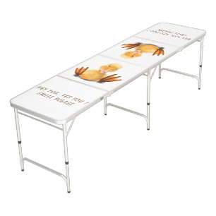 Funny Beer Pong Table Happy Duck - Custom Text