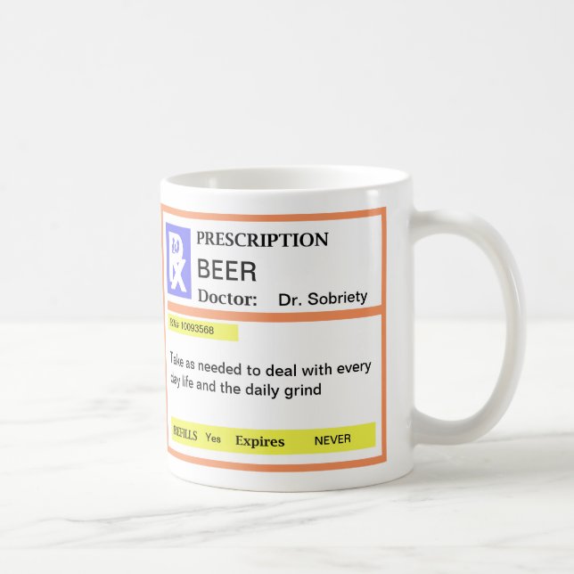Funny Beer Prescription Coffee Mugs (Right)