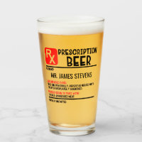 Funny Beer Prescription Personalized Name Beer Glass