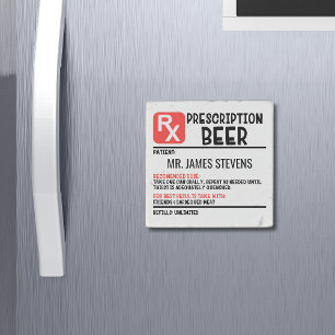 Funny Beer Prescription Personalized Name Stone Magnet