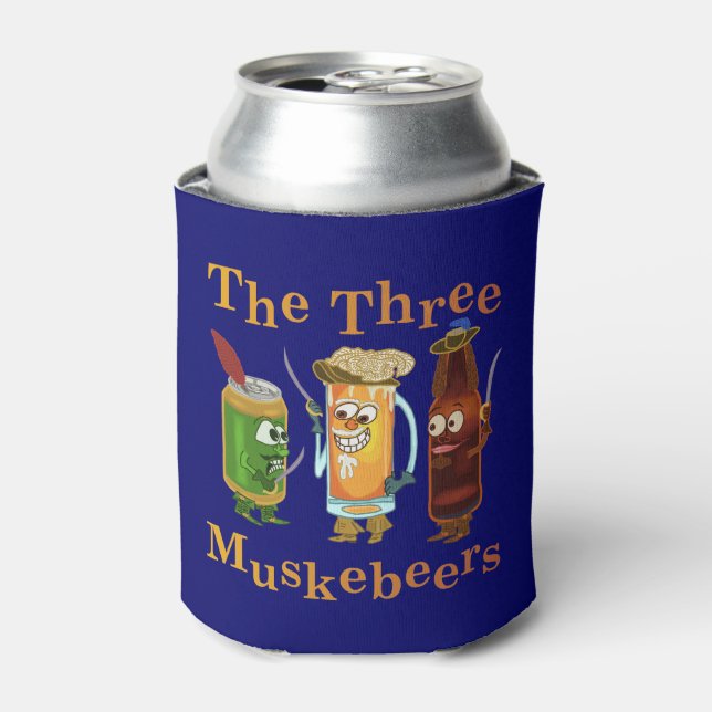 Funny Beer Pun Three Muskebeers Can Cooler (Can Front)